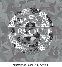 Absolve on grey camouflaged texture