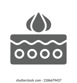 Absorb, drop, imbibe icon. Gray vector graphics.