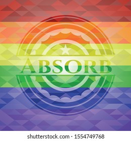 Absorb emblem on mosaic background with the colors of the LGBT flag