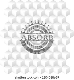 Absorb grey emblem with geometric cube white background