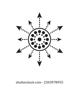 Absorb icon, arrow direction, Expanding icon. Symbol spread out. Vector illustration. Eps 10.