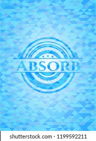 Absorb light blue emblem with triangle mosaic background