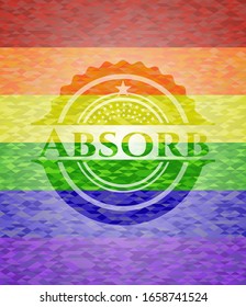Absorb on mosaic background with the colors of the LGBT flag
