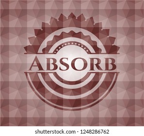 Absorb red badge with geometric pattern background. Seamless.