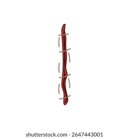 absorbable suture cartoon. nonabsorbable technique, material repair, incision skin absorbable suture sign. isolated symbol vector illustration