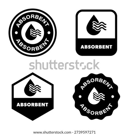 Absorbent icon and sticker with a drop. Vector product label.