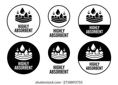 Absorbent icon vector or Absorbent label isolated on white. Sanitary care symbol. Moisture absorbing. Protect skin concept. Vector thin line icon.