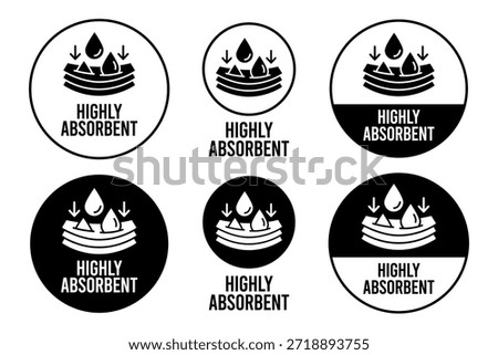 Absorbent icon vector or Absorbent label isolated on white. Sanitary care symbol. Moisture absorbing. Protect skin concept. Vector thin line icon.
