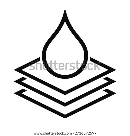 Absorbent layered paper vector icon isolated on white background. 3 layers paper hygiene symbol, super ultra fast water absorbtion, liquid filtration line pictogram, skin care soft pads. Abstract creative web design element, simple flat graphics.