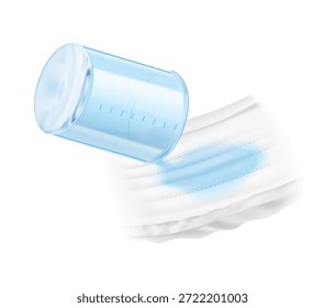 Absorbierendes Material, das zeigt, verhindert das Austreten von Windeln, Hosen, Pads, Wickelmatten. Vektorgrafik einzeln auf weißem Hintergrund. Perfekt für Hygieneartikel und saugfähige Materialien. EPS10.
