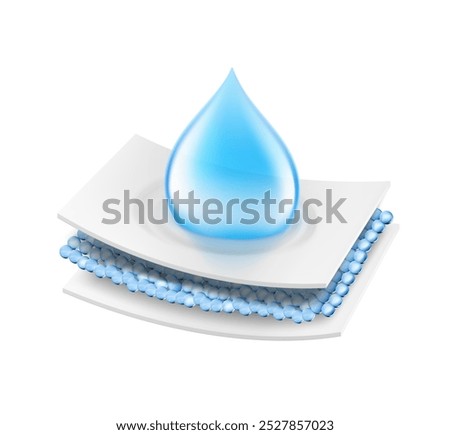 Absorbent multi-layer breathable material for diaper, pants, changing mat and other hygiene product. Vector illustration. Isolated on white background. EPS10.	