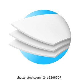 Absorbent three-layer material. Infographic for toilet paper, napkins, wipes and other hygiene product. Vector illustration. Isolated on white background. EPS10.