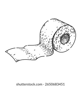 papel higiênico absorvente rolo desenhado à mão. marca ecofriendly, dispensador reciclado, jumbo coreless papel higiênico rolo vetor esboço. ilustração preta isolada