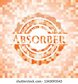 Absorber abstract emblem, orange mosaic background