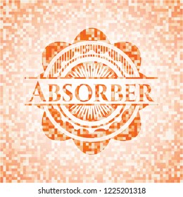 Absorber orange tile background illustration. Square geometric mosaic seamless pattern with emblem inside.