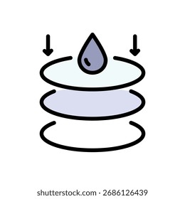 Absorption color icon. Absorb soft layers and drops. Sanitary care vector symbol. Moisture absorbing. Protect skin concept.