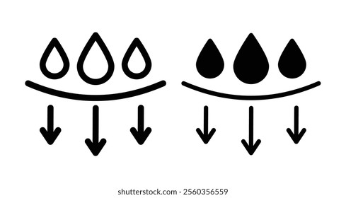 Absorption Icons. black and white vector illustration set.
