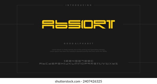 Absort abstract lined minimal modern alphabet fonts. Typography technology vector illustration