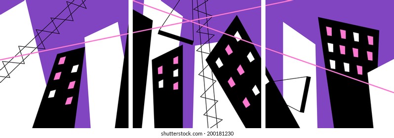 Absract construction triptych
