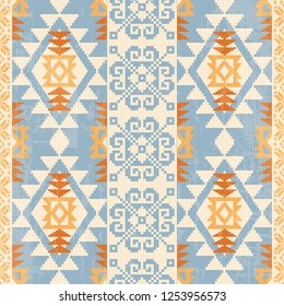 Absract geometric seamless pattern. Native american and scandinavian traditionsl motives