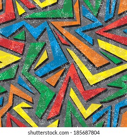 Absract graffiti seamless pattern. Vector illustration. Grunge effect can be cleaned easily.