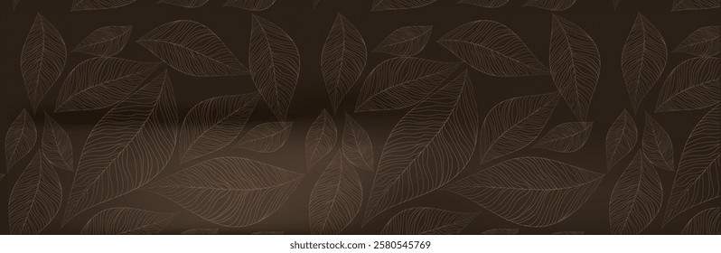 absract  leaves on a
brown background. Poster, postcard, invitation, flyer.  modern golden white. vector illustration. eps 10