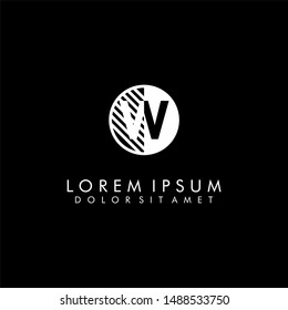 absract modern circle W logo letter white symbol vector illustration and black background