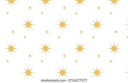  Abstraktes, nahtloses Muster mit goldenen Sternen. Weihnachten, Geburtstagsdesign in goldener Farbe auf hellem Hintergrund. Trendy moderne Vektorgrafik..