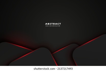 Absract shape dark black premium background with red neon light vector