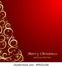 Absrtact Floral Christmas Tree Background, Trendy Design Template