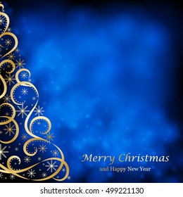 Absrtact Floral Christmas Tree Background, Trendy Design Template