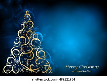 Absrtact Floral Christmas Tree Background, Trendy Design Template