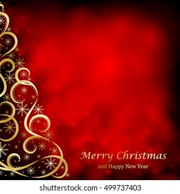 Absrtact Floral Christmas Tree Background, Trendy Design Template