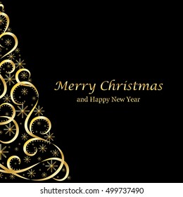 Absrtact Floral Christmas Tree Background, Trendy Design Template