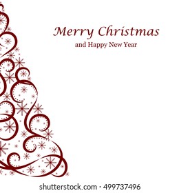 Absrtact Floral Christmas Tree Background, Trendy Design Template