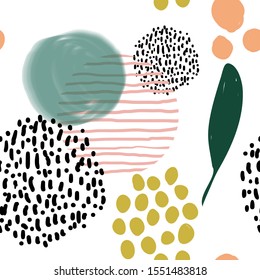 Absrtact pattern with modern Nature hand drawn elements