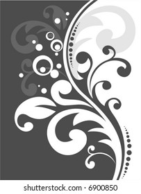 Absrtact stylized black-and-white floral pattern. Gentle curves. Design element for greeting cards or flyers.