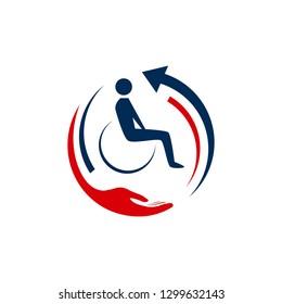 Abstacrt medical transport with wheel chair logo concept