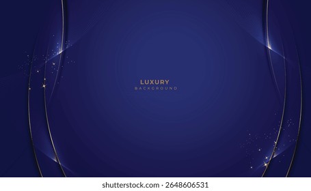 abstact 3d luxury background with border golden curve lines elegant and lighting effect background