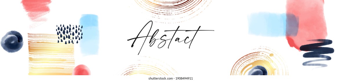 Abstact art design. Hand painted minimalistic composition. Watercolor and inc paint stains in contemporary template. Cover, card, poster and banner modern design.