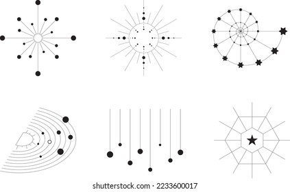 Abstact art for t-shirt image. Art of star spectra illustration. Abstract art prints. Black and white.