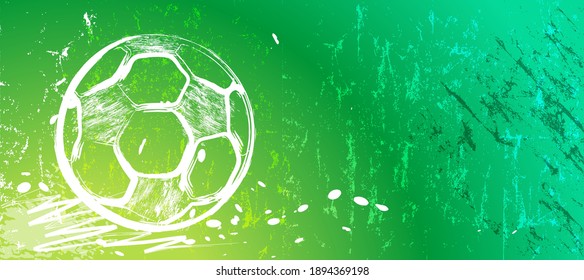 abstact background with soccer ball, football, with paint strokes and splashes, grungy, free copy space