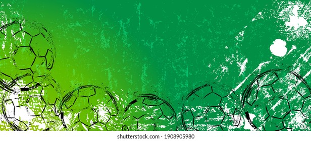 abstact background with soccer ball, football, with paint strokes and splashes, grungy, free copy space