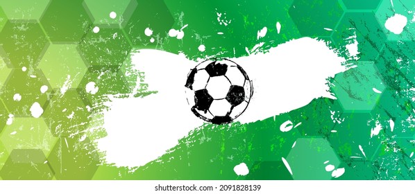 abstact background, with soccer ball, football, paint strokes and splashes, grungy, free copy space