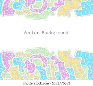 Abstact background template in hand drawn style. Colorfol vector illustration for invitation card, banner, web design. Text space.