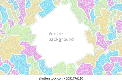 Abstact background template in hand drawn style. Colorfol vector illustration for invitation card, banner, web design. Text space.