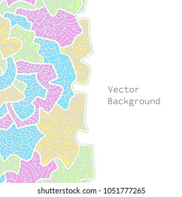 Abstact background template in hand drawn style. Colorfol vector illustration for invitation card, banner, web design. Text space.