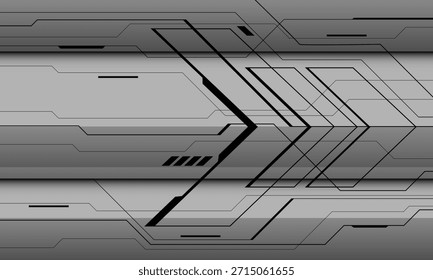 Línea negra abstracta de tecnología cibernética futurista en diseño gris Ilustración vectorial de fondo moderna.