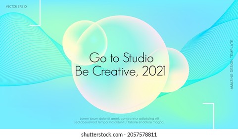 Abstact blue creative background with wavy lines for business and technology. Vector