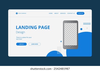 Abstact blue landing page design.